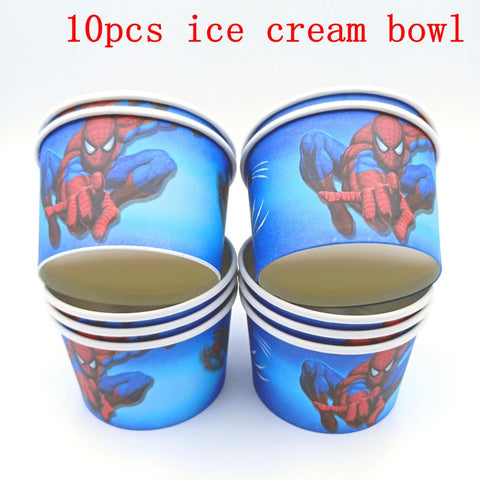 10pcs/lot Spider Ice cream Cups Kids Birthday Party Supplies Spiderman Happy Birthday Party Ice cream Bowls Wholesale Ice Cups