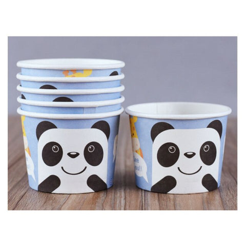 50PCS Paper Cups Birthday Party Favors Dessert Cup With Lid High Quality Cartoon Ice Cream Bowl 200ml Small Round Disposable