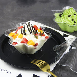 50pcs 300ml ice cream bowl Dessert cup Disposable Plastic Tableware cake Pudding Mousses Yougurt Jelly Container