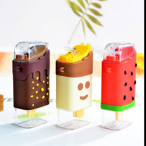 Donut Ice Cream Water Bottle With Straw Watermelon Travel Cup Portable Leakproof Tritan Drink Children Bottles Plastic BPA Free