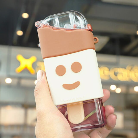 Donut Ice Cream Water Bottle With Straw Watermelon Travel Cup Portable Leakproof Tritan Drink Children Bottles Plastic BPA Free