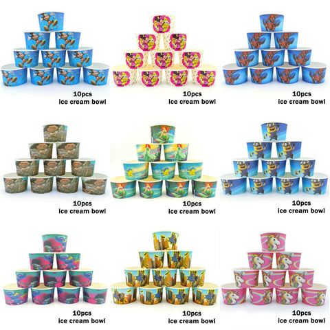 Disney Mickey Minnie Mouse Little Mermaid Moana Ice Cream Bowl Kid Birthday Party Supplies Boy Girl Disposable Cup Wholesale