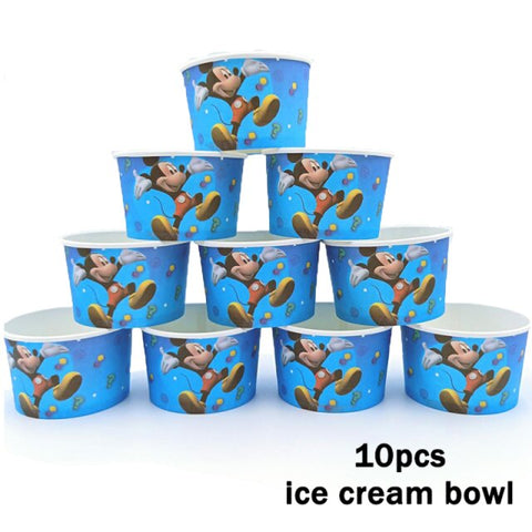 Disney Mickey Minnie Mouse Little Mermaid Moana Ice Cream Bowl Kid Birthday Party Supplies Boy Girl Disposable Cup Wholesale
