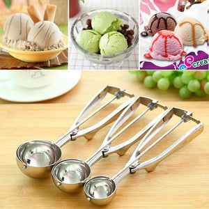 4CM 5CM 6CM Kitchen Ice Cream Mash Potato Scoop Stainless Steel Spoon Spring Handle Kitchen Accessories Wholesale New Arrival
