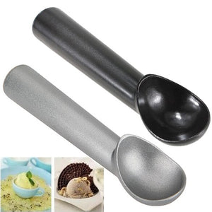 1 PCS Silver Gray Black Kitchen Deluxe Metal Non-Stick Anti-Freeze Dessert Ice Cream Scoop Spoon 18cm long Hand Washable Scoop