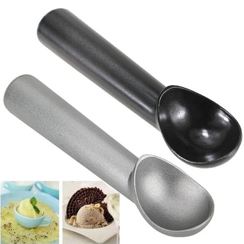 1 PCS Silver Gray Black Kitchen Deluxe Metal Non-Stick Anti-Freeze Dessert Ice Cream Scoop Spoon 18cm long Hand Washable Scoop