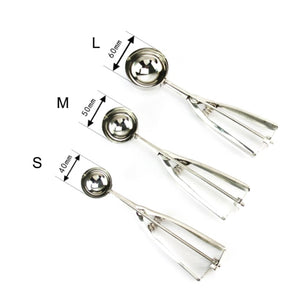Ice Cream Spoon Kitchen Tools 3 Size Stainless Steel Spring Handle Mash Potato Watermelon Ball Scoop Home Kitchen Accessories