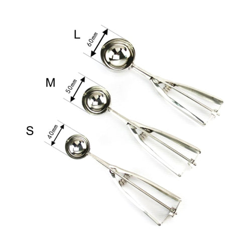 Ice Cream Spoon Kitchen Tools 3 Size Stainless Steel Spring Handle Mash Potato Watermelon Ball Scoop Home Kitchen Accessories