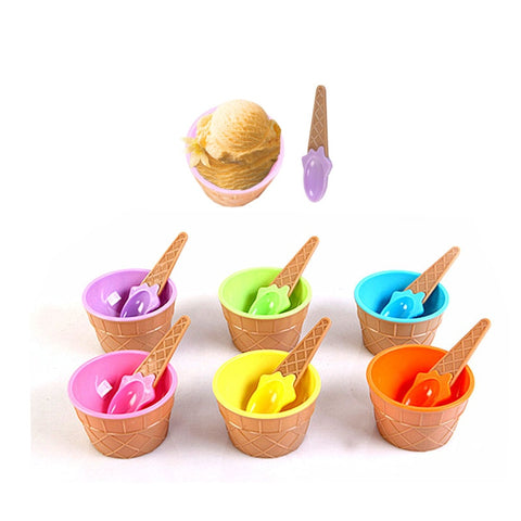 Six colors / set of ice cream bowls with a spoon is a wonderful gift for children who love dessert ice cream bowls ice cream cup