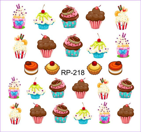 UPRETTEGO NAIL ART BEAUTY WATER STICKER DECAL SLIDER CARTOON CUTE DESSERT COCONUT  ICE CREAM CAKE CHERRY FRUIT CUP RP217-222