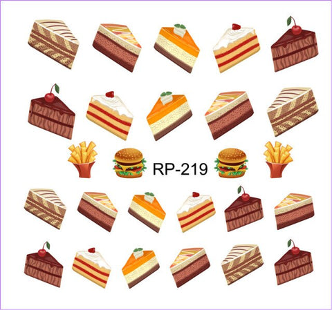 UPRETTEGO NAIL ART BEAUTY WATER STICKER DECAL SLIDER CARTOON CUTE DESSERT COCONUT  ICE CREAM CAKE CHERRY FRUIT CUP RP217-222