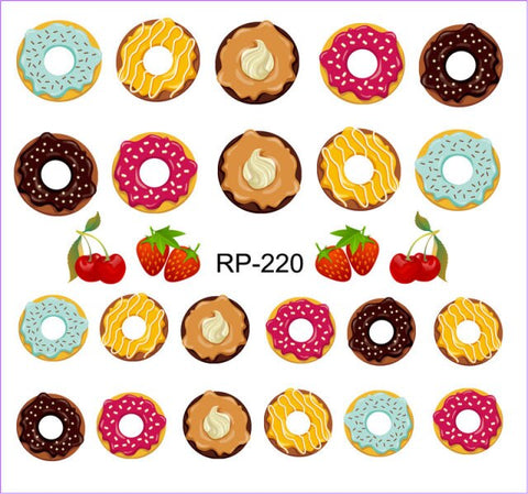 UPRETTEGO NAIL ART BEAUTY WATER STICKER DECAL SLIDER CARTOON CUTE DESSERT COCONUT  ICE CREAM CAKE CHERRY FRUIT CUP RP217-222